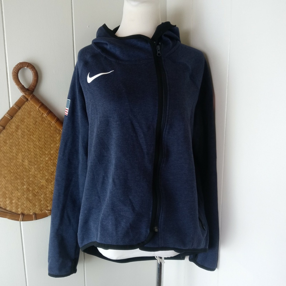 NIKE TEAM USA PARALYMPICS Full Zip Navy Blue Jacket Unisex Size M Olympic Hoodie